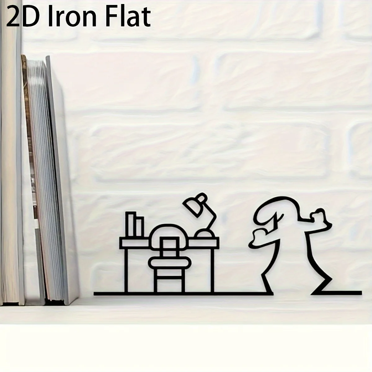 2D Flat, 1Pc Minimalist La Linea Office Decor - Black Line Metal Wall Art, Perfect for Home Office, Halloween, Christmas, Study Room, and Library - Stylish Design