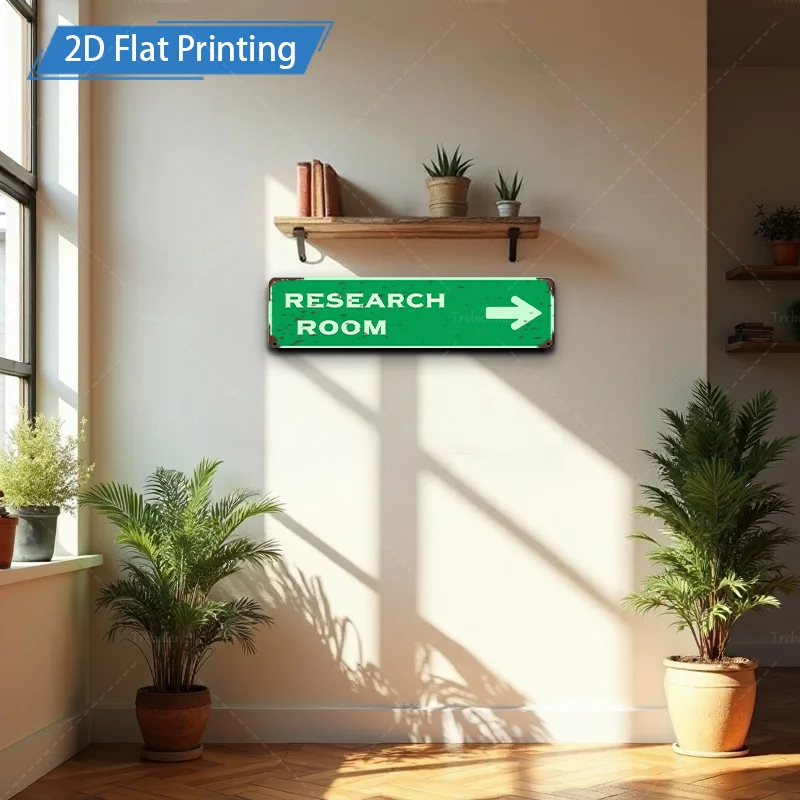 [2D PLANA] Letrero de metal de 1 pieza, letrero de sala de investigación verde retro de 4 × 16 pulgadas, decoración artística de pared