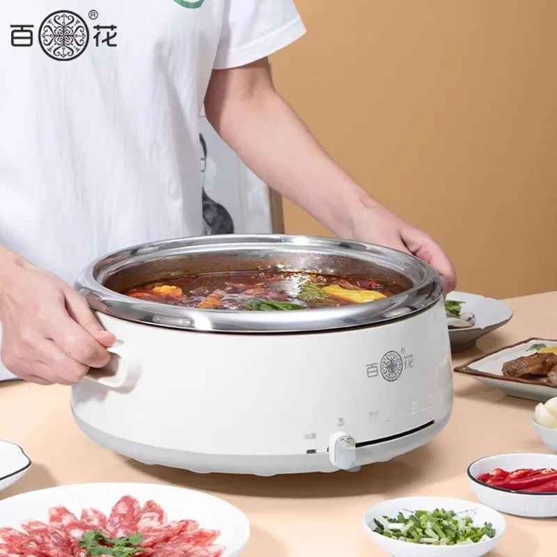 Big Functional Hot Pot Cooker Vegetable Double Electric Stainless Chinese Hot Pot Instant Noodle Soup Fondue Chinoise Cookware