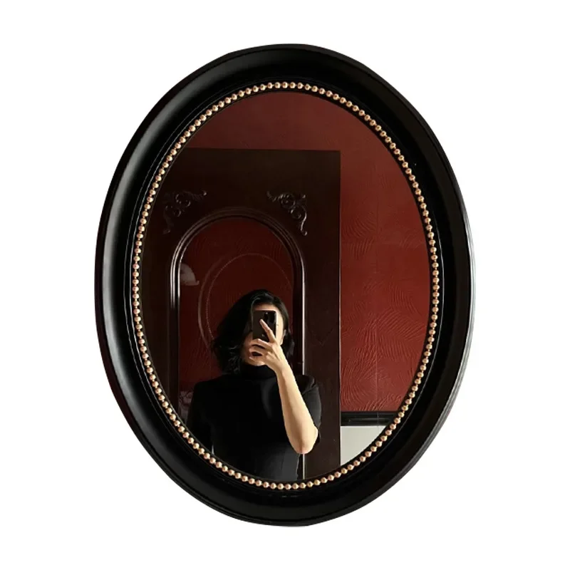 Rotating collapsible wall hanging retro bathroom mirror oval telescopic wall corner bathroom mirror