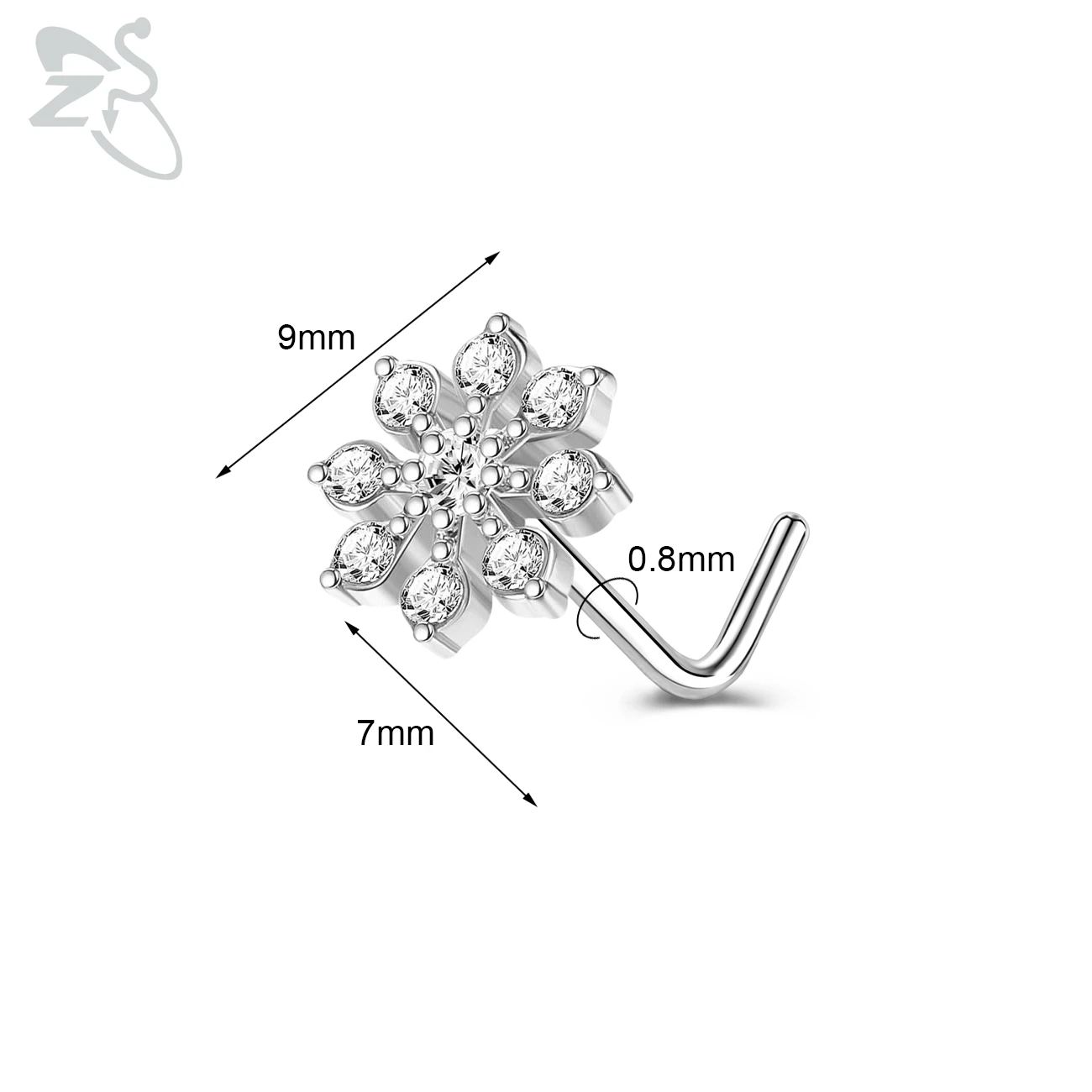 Cute CZ Crystal Nose Stud L-Shape