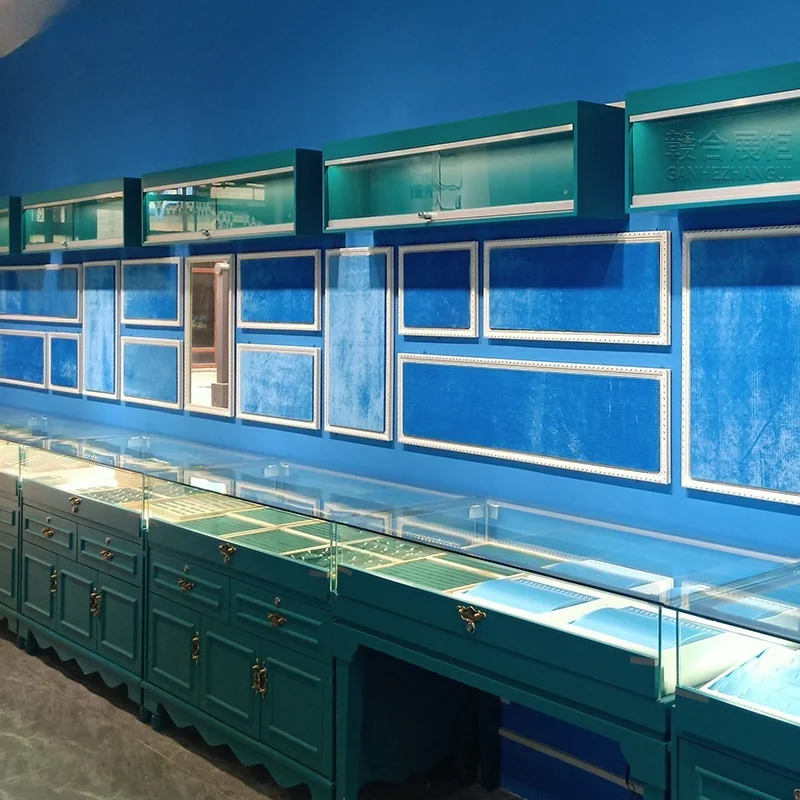 Wall cabinet  jewelry store hanging cabinet with glass jade paint upper wall cabinet