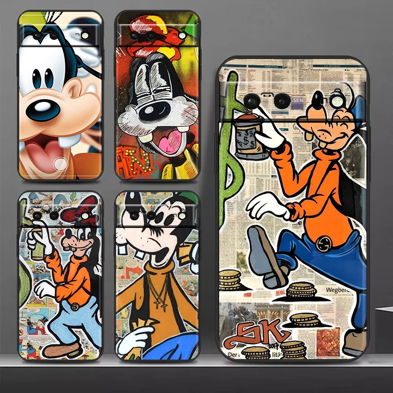 Dog Disney Friend Goofy For Google Pixel 8 7A 7 6A 6 5A 5 4 4A XL 5G Black Silicon Shockproof Shell Phone Case