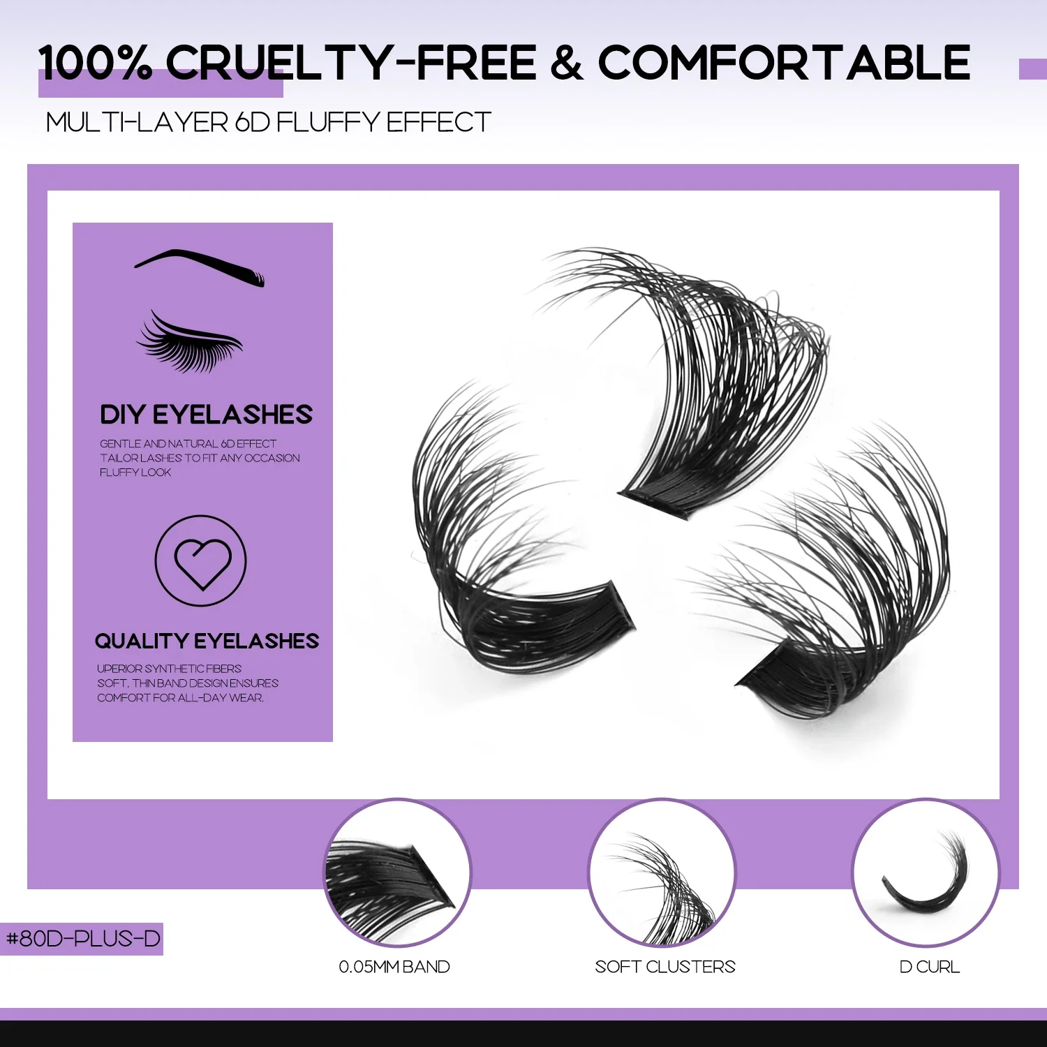 GROINNEYA DIY Eyelashes Lashes Clusters Kit Mix Wispy Individual Lashes Extensions Clusters Lashes Lash Bond & Seal Makeup