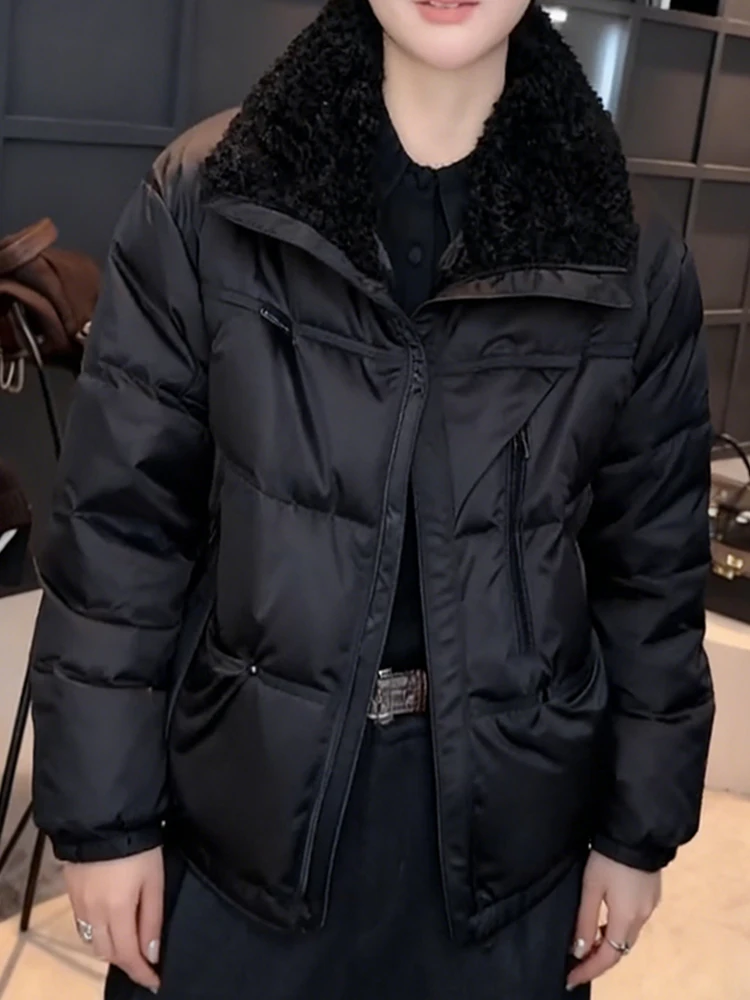 

Корейская женская утепленная хлопковая куртка свободного кроя с воротником, теплая, с длинными рукавами, на молнии, цветная