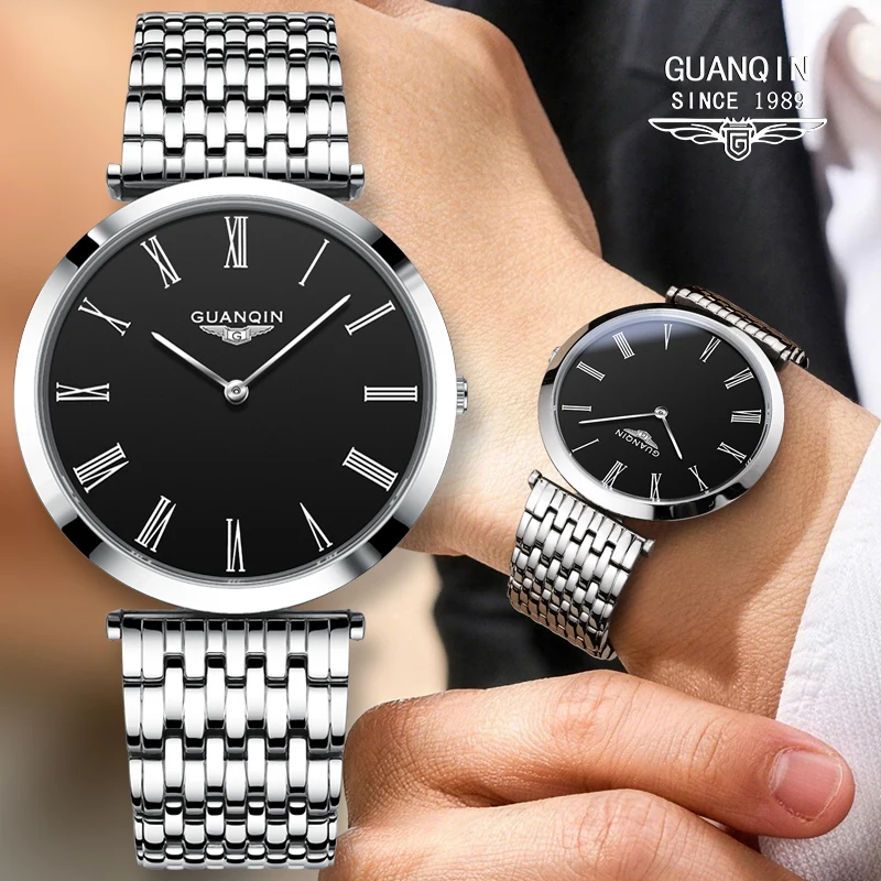 Reloj GUANQIN Orient para hombre, elegante, de alta gama, de negocios, marca original, genuino, sencillo, de acero inoxidable, reloj de pulsera de cuarzo, regalo para hombre