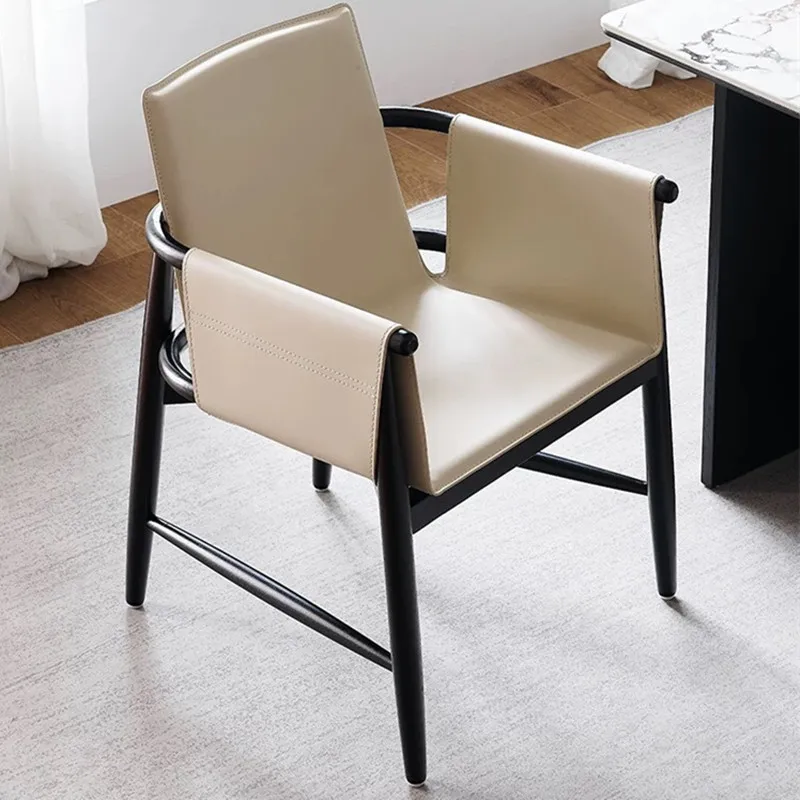 

Modern All-Solid Wood Saddle Chair For Dining Sales Office Negotiation Study Reception Designer Model Room Armchair