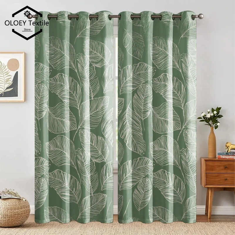

Fresh Green Leaves To Purify The Room Print Curtains - Customized Patterns Curtains for Living Room Bedroom Window Drapes