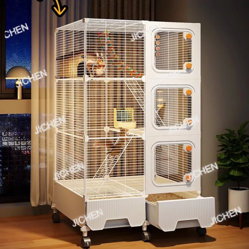 قفص السنجاب السلكي متعدد المستويات من JC، موئل طويل القامة للغاية، قفص فيلا شينشيلا كبير الحجم، منزل لعب الحيوانات الأليفة سهل التنظيف