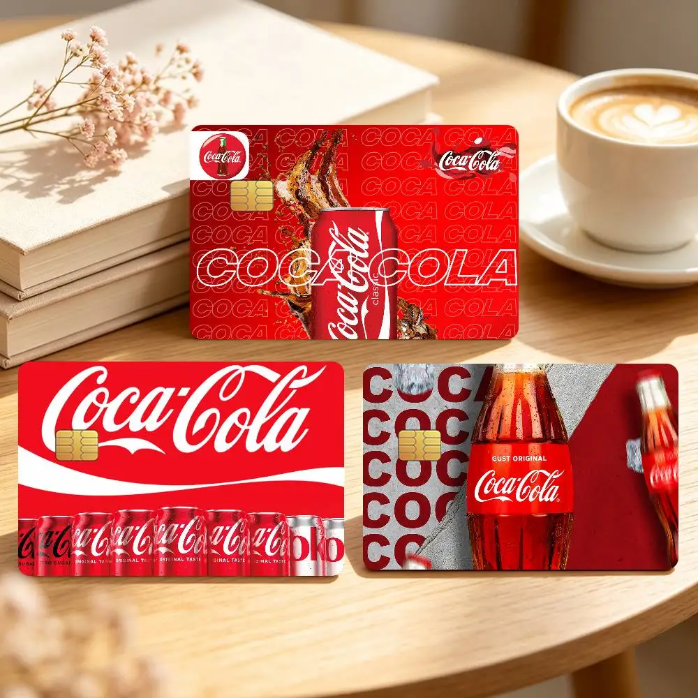 Fashion Print Art Credit Card Sticker Waterproof Anti-Scratch 4PCS Bank Debit Traffic C-Coca C-Cola-S Cover Decoration