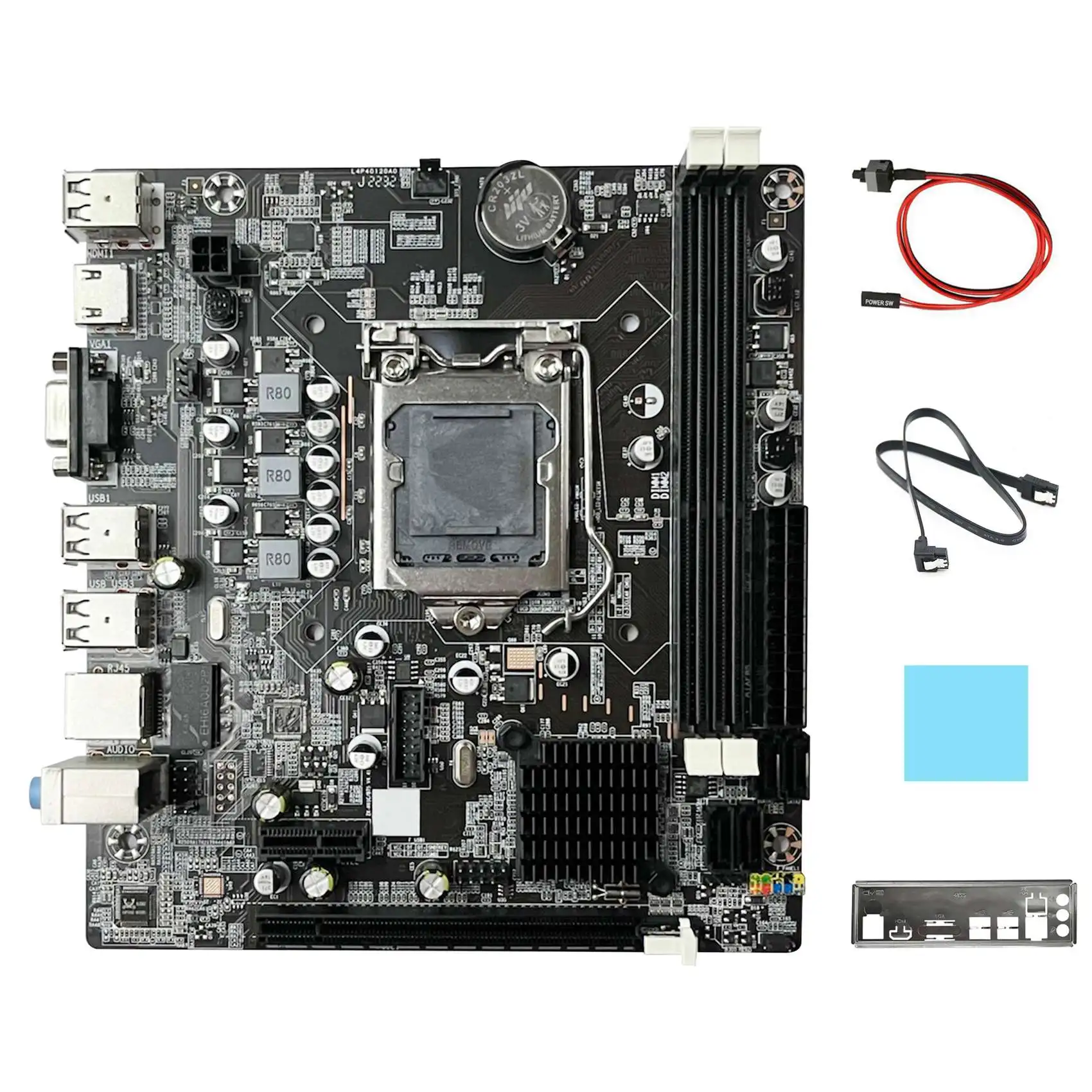 

B75 Desktop Motherboard+SATA Cable+Switch Cable+Thermal Pad+Baffle LGA1155 DDR3 Support 2X8G PCI E 16X