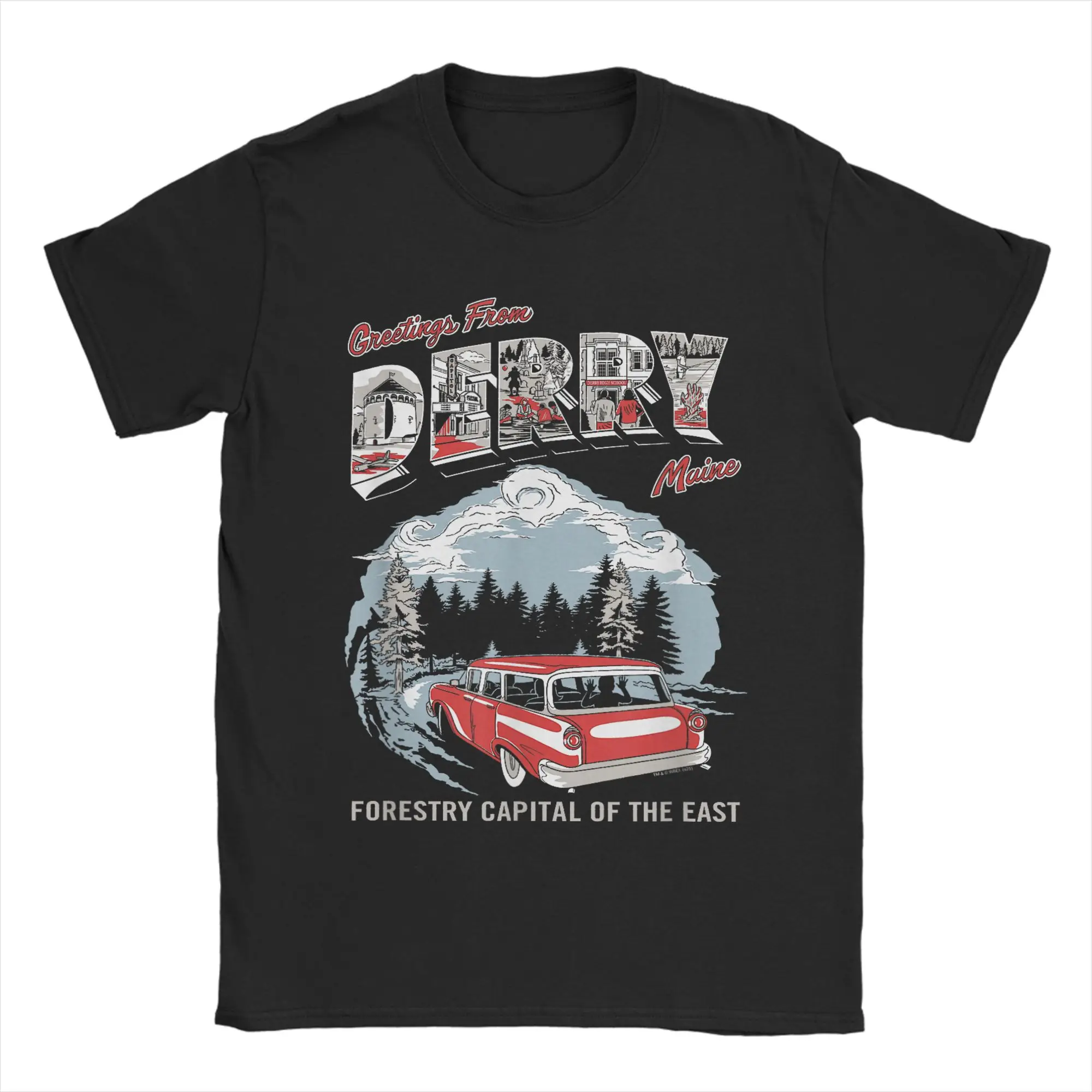 تي شيرت رجالي من It Derrys Welcome Greetings تي شيرت رعب تلفزيوني مضحك تي شيرت بأكمام قصيرة ورقبة مستديرة تي شيرت 100% قطن هدية علوية