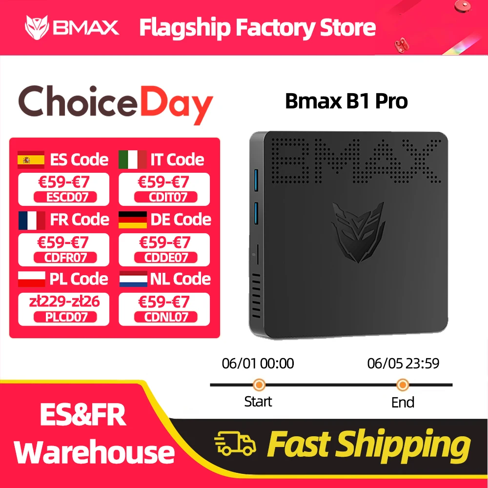 Bmax Mini-PC B1Pro Windows 11 Pro 8 GB RAM 128 GB Rom N4000 Micro-Desktop-Computer
