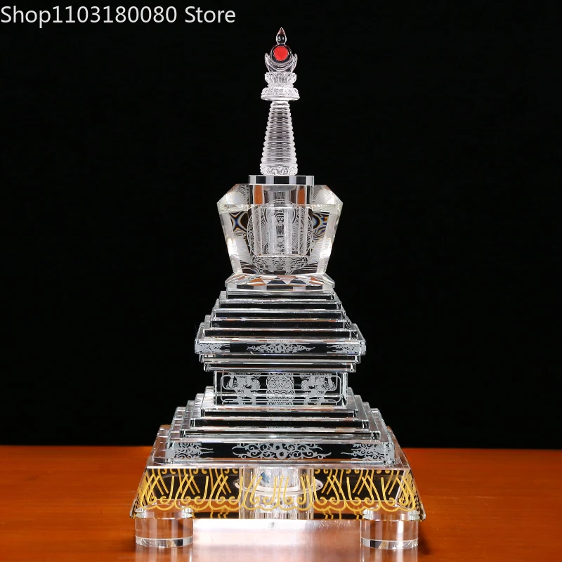 Тибетская буддистская Хрустальная статуя плантарира Дагоба, пагода для храмов, поклонения, декор большого размера