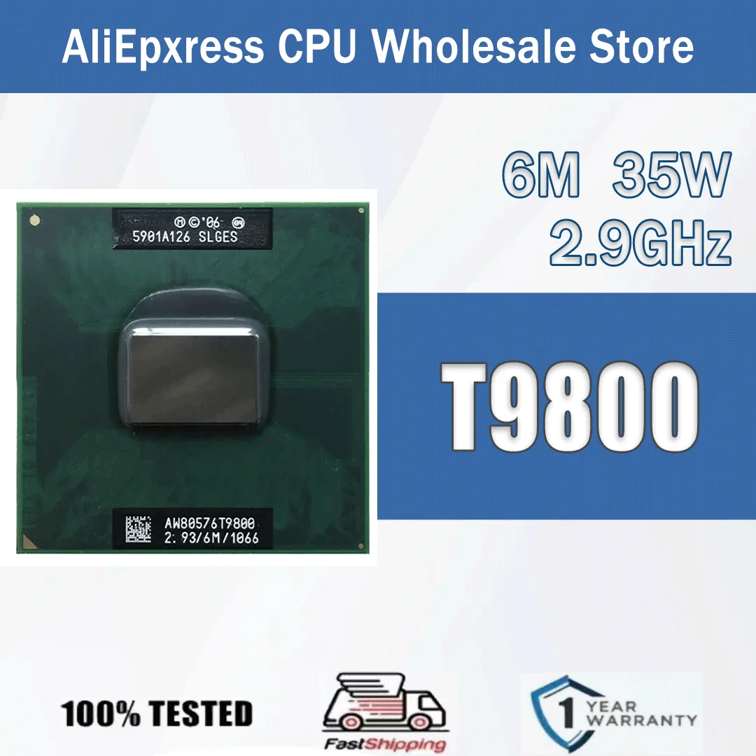 Processador Intel Core 2 Duo T9800 2 Núcleos 2 Threads 2.93GHz 35W 6MB Cache 45nm PGA478 SLB4G 1066 Mhz Penryn