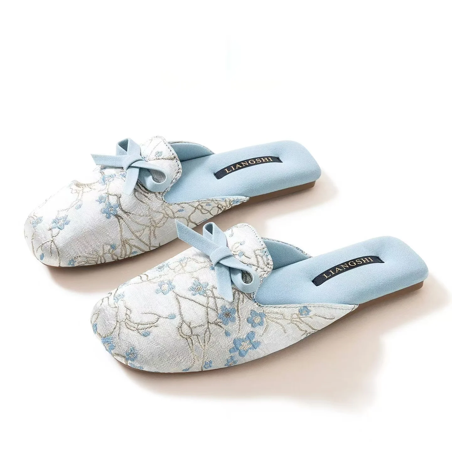 المرأة الحرير طباعة باوتو النعال المنزل المطاط وحيد أربعة مواسم عدم الانزلاق تنفس عالية الجودة العرقية نمط الطابق النعال #3