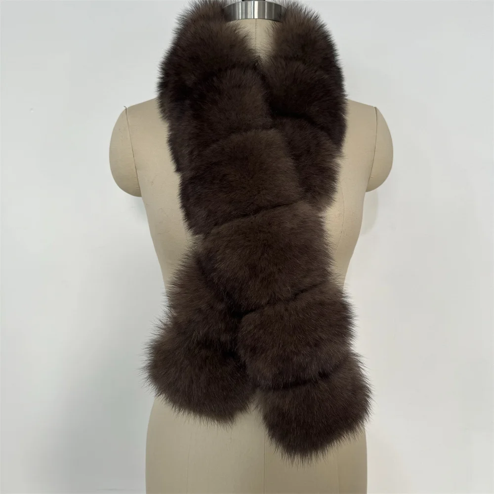 المرأة الفاخرة الدافئة ريال فوكس الفراء شال الشتاء السيدات أفخم وشاح يلتف الأوشحة كيب طويل