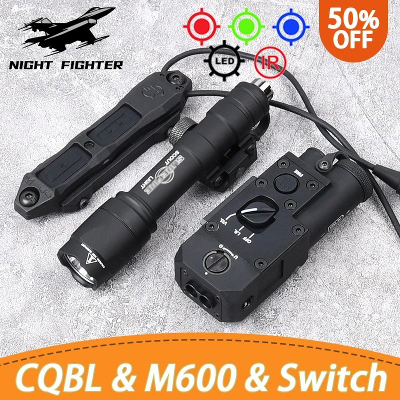 

CQBL 1 Metal Red IR +M300 M600 Flashlight SF White LED With Dual Fuction Switch Tactical Airsoft Hunting Weapo Fit 20mm Rail Las