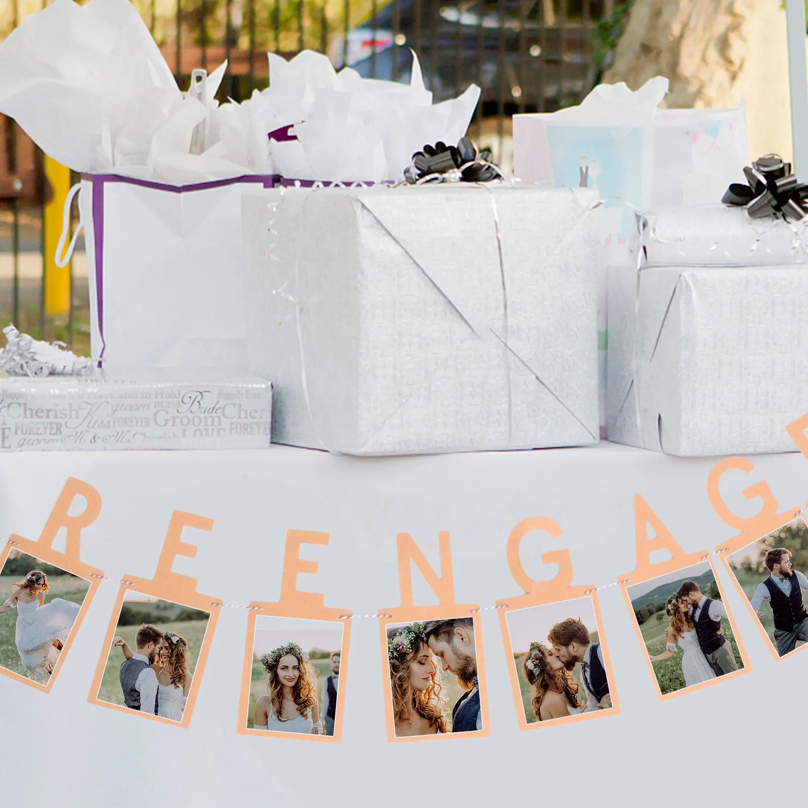 

1Pcs Glitter Paper Hanging Banner Decorative Engagement Party Photo Prop for Marriage Proposal Wedding Indoor Outdoor Stylish