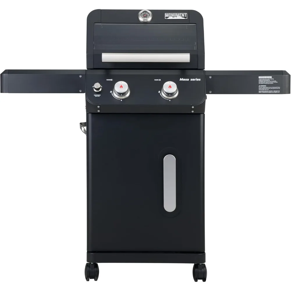

Stainless Steel 2-Burner Propane Gas Grill with Foldable Shelves for Outdoor Patio Barbecue