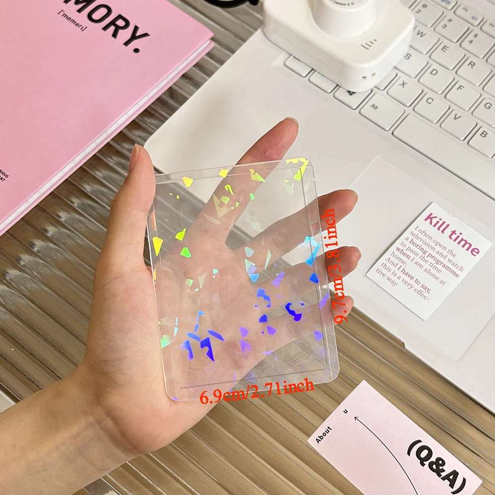 Love Heart Star Photo Sleeves, Photocard Toploader, Idol Photo Cards, Estojo protetor, Claro, Anti-Scratch Card Holder, 3 ", 5pcs
