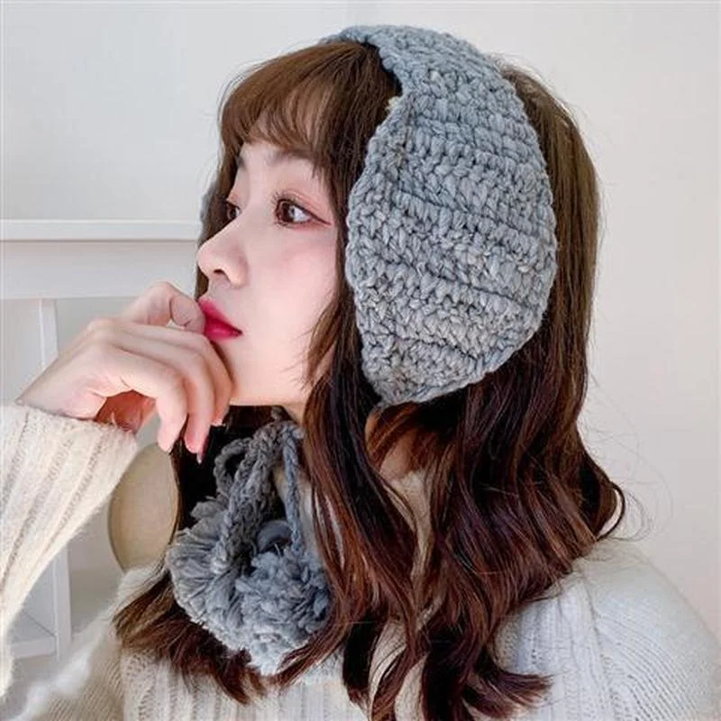 Handmade Knitted Plush Earmuffs Soft Knitted Earflap Ear Muffs Autumn and Winter Ear Protection Warm and Velvet Earmuffs Female