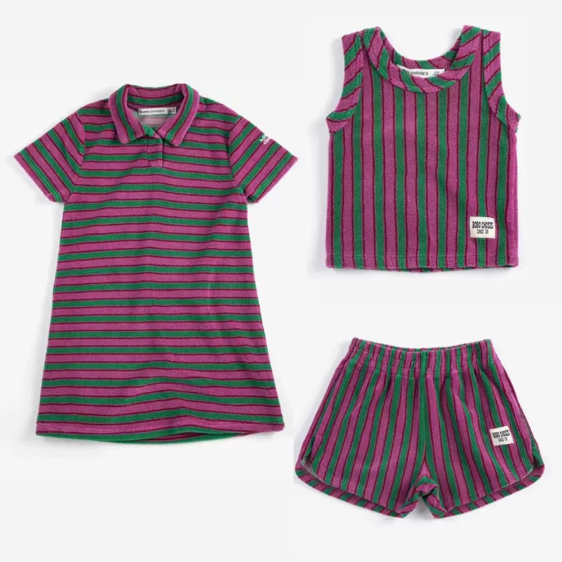 

Весна 2026: Новый комплект BC для мальчиков и девочек из чистого хлопка в полоску