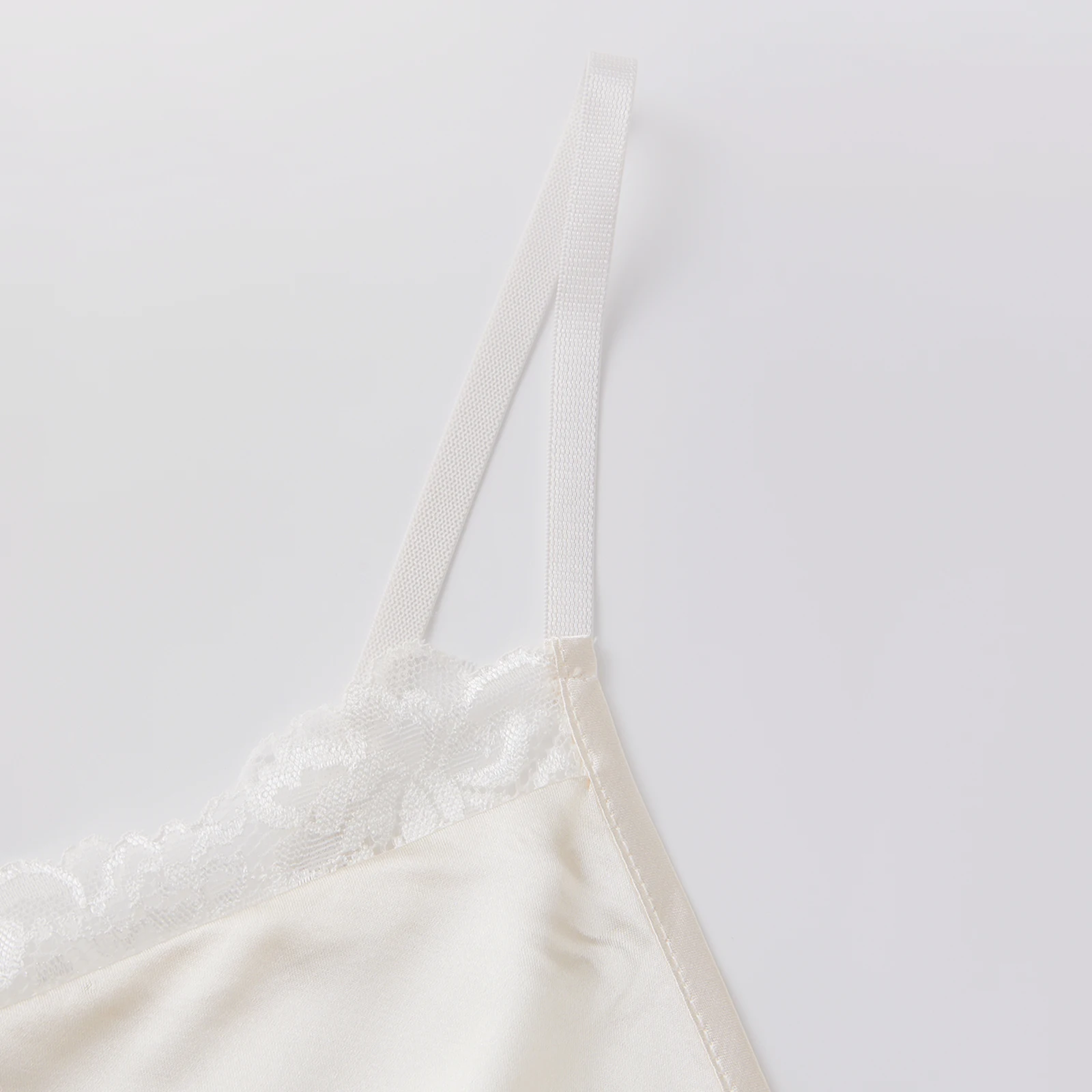 Women Champagne Color Slip Dress Elegant Lace Hem Sleeveless Cami Dress Mini Lingerie Dress