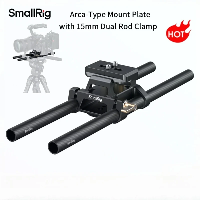 smallrig-6761-plaque-de-fixation-de-type-arca-avec-pince-a-double-tige-de-15-mm-plaque-de-base-arca-swiss-universelle-integree-avec-plaque-de-degagement-rapide