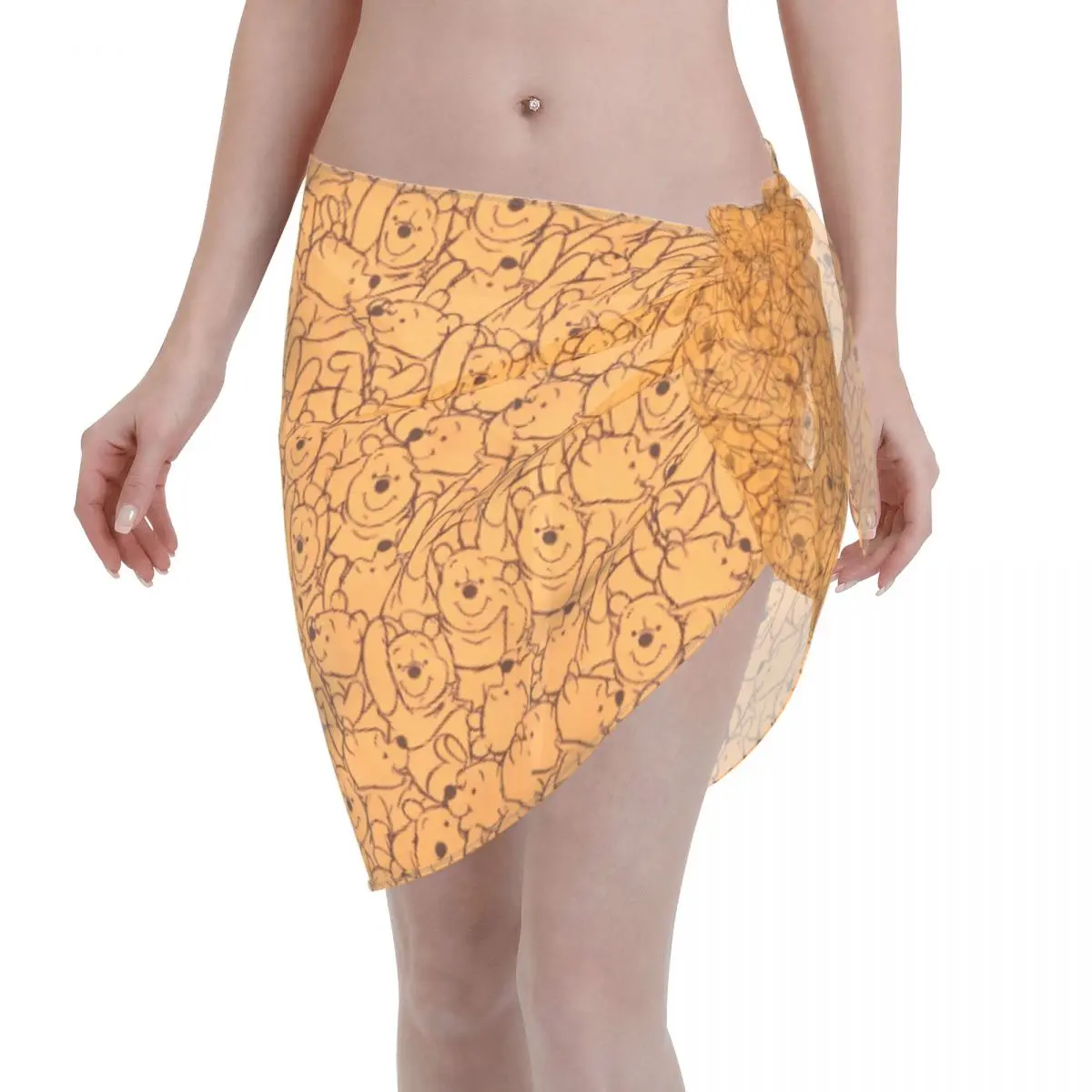 Winnie The Pooh Swimsuit Coverups for Women Sarong Beach Bikini Wrap Sheer Short Skirt Chiffon Scarf for Swimwear