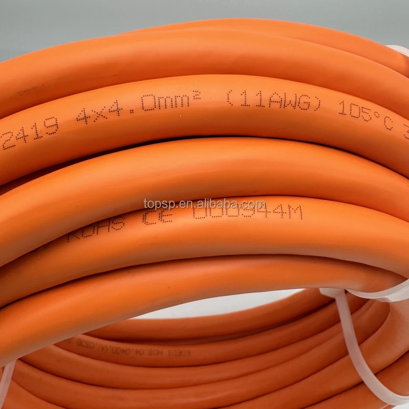 Câble d'alimentation de servomoteur haute puissance, câble de chaîne de traînée flexible, carré élevé, 7KW, 11awg, 4x4 mm2