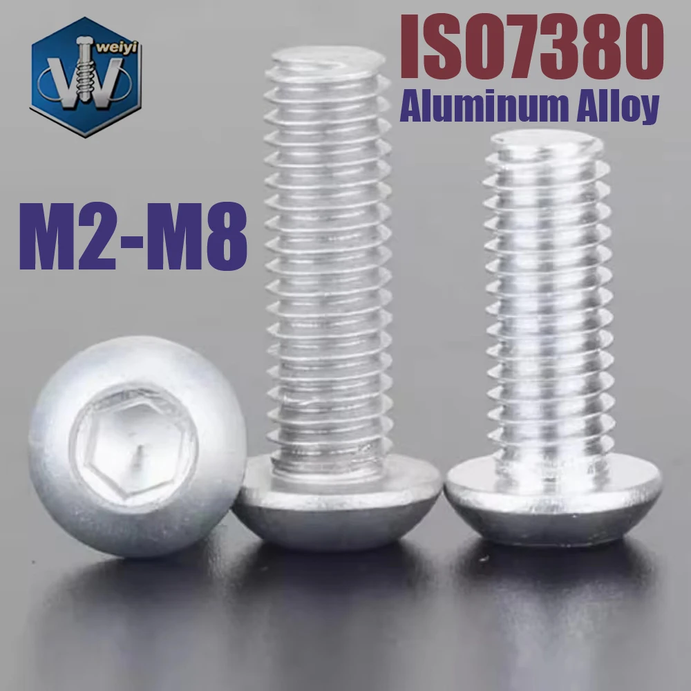 Weiyi 20-200 Stück M2 M2.5 M3 M4 M5 M6 M8 Aluminiumlegierung 6063 Halbrunde Sechskantschraube Rundkopfschraube Gewindelänge 4mm-40mm – Detail 1