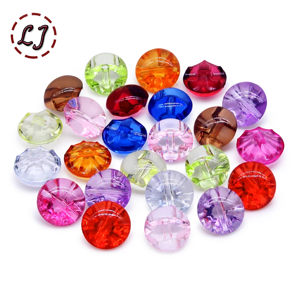 New 30pcs/lot 12mm Colorful Acryl Clear Sewing Buttons For Women Girls Shirt Clothing Handmade DIY Crafts Accessories