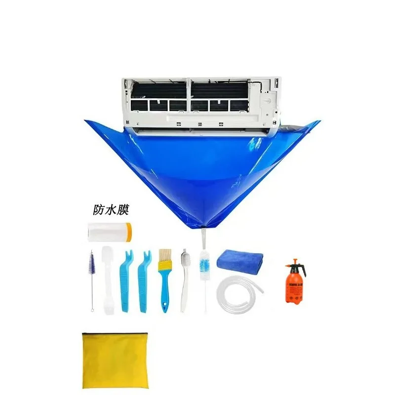 Air Conditioner Cleaning Cover Kit Double‑layer Leak‑proof Waterproof Film Quick Install AC Washing Water Receiving Bag Tool Set
