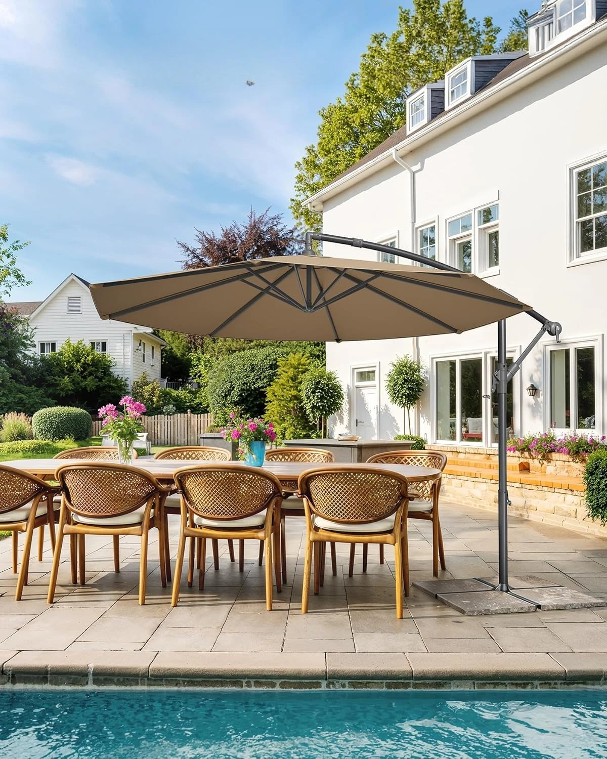 Freischwinger-Sonnenschirm, 300 cm T, mit Ständer, Sonnenschutz für Balkon, Balkonschirm, UV-Schutz