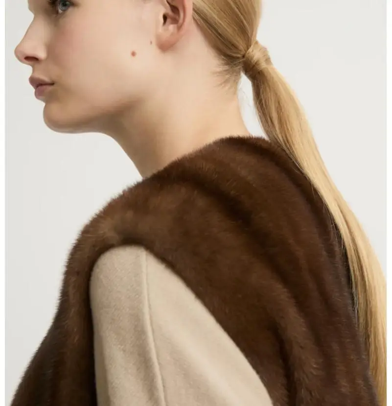 سترة فرو المنك الحقيقي للسيدات لدفء الشتاء والأزياء