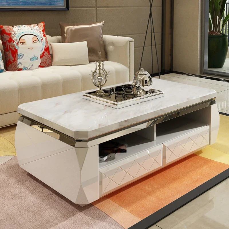 

Luxury Nordic Coffee Table White Living Room Drawers Modern Coffee Table Decorative Industrial Kaffee Tische Room Furniture