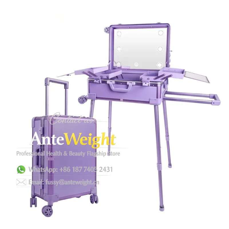 

Makeup Trolley Case With Wheels and Large Capacity Storage Makeup Box All in One Make up Station for Makeup Artist