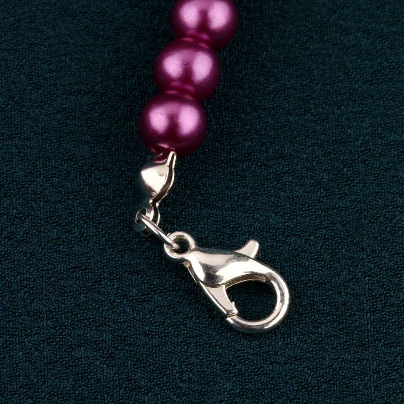 Stilvolle farbige Krawatte für Damen mit handgeschwindigten Perlen. Runway-Ready-Accessoire kann als Halskette oder Pulloverkette getragen werden – Detail 9