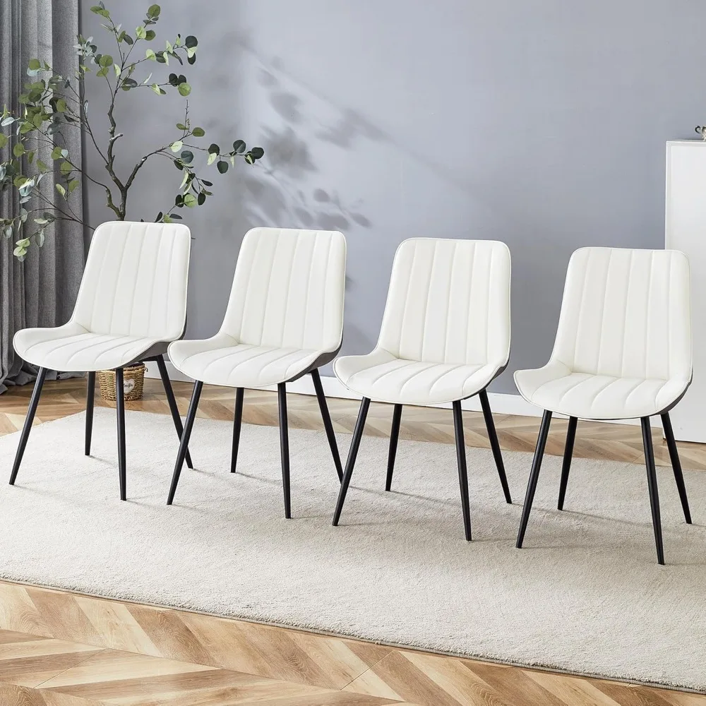 

Dining Room Chairs Modern Dining Chairs, Upholstered PU Leather Kitchen Chairs with Metal Legs for Kitchen & Dining Room