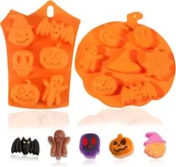 2PS  Halloween Scary Pumpkin Silicone Mold Ghost Hat Skull  Cube Chocolate Food Baking Tray Mold Cookie Biscuit Cake Baking Mold