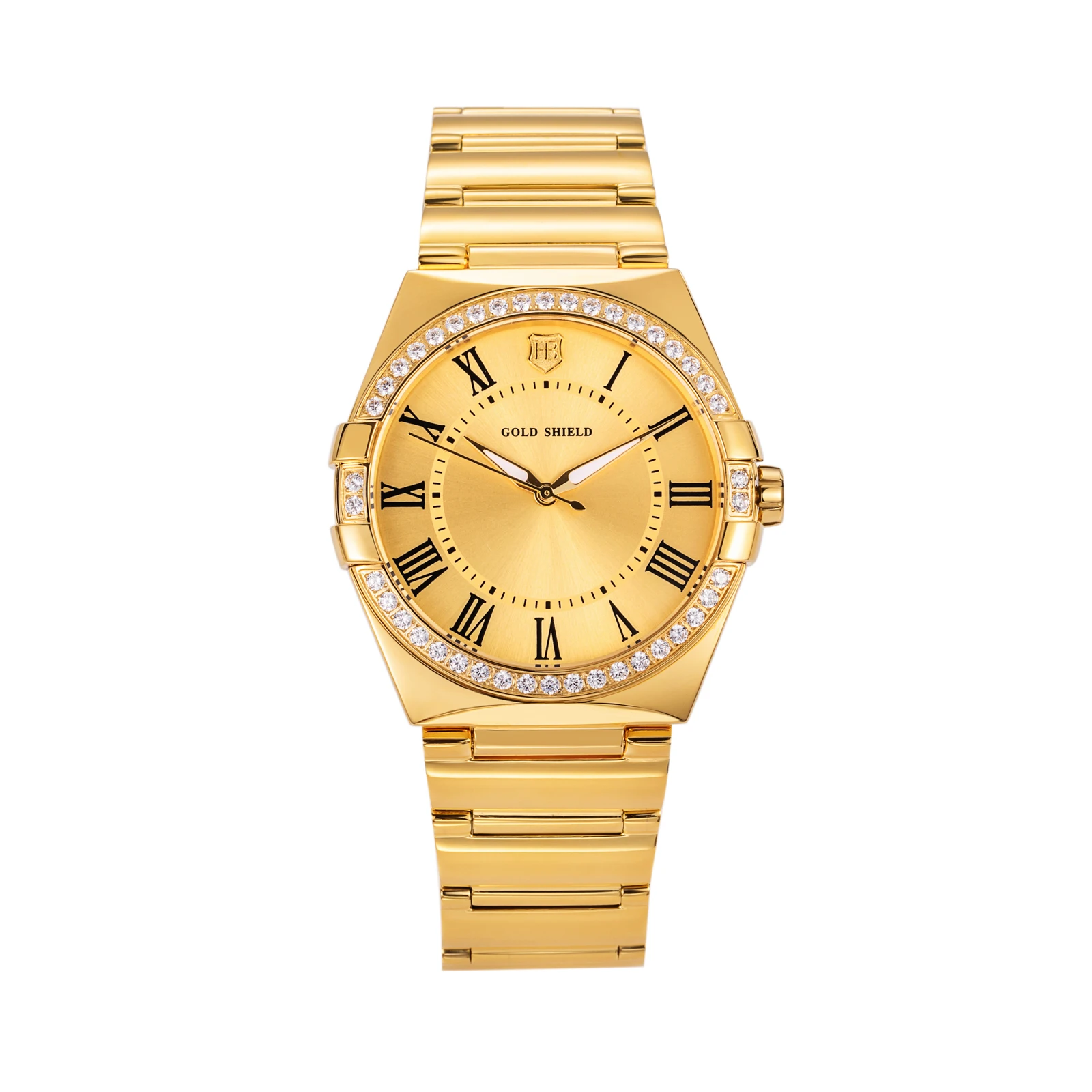 

Fashion 40mm Men's Quartz Watches 24K Gold Water-Resistant to 30m Casual Wristwatch Stainless Steel Strap Waterproof Men's Watch