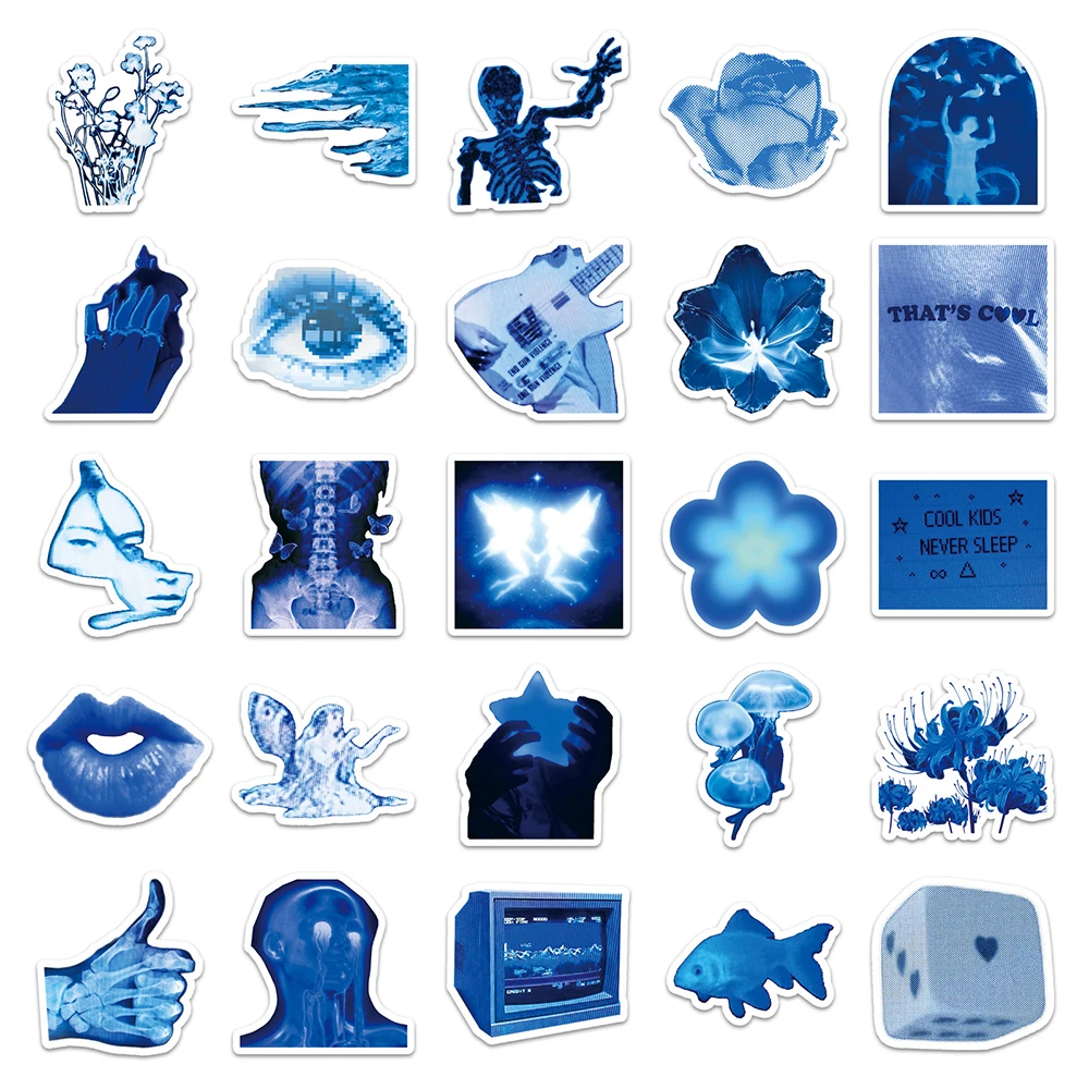 10/30/50 قطعة INS نمط بكسل الأزرق الكرتون ملصقات الإبداعية الجمالية ملصقات فنية DIY بها بنفسك زجاجة ماء المحمول الهاتف ملصق مضاد للمياه