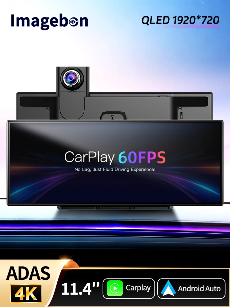 Imagebon H70 Plus 11.4" 4K QLED Auto DVR Draadloze CarPlay & Android Auto ADAS Dashcam WiFi AUX GPS Navigatie Loop Recording - afbeelding 2