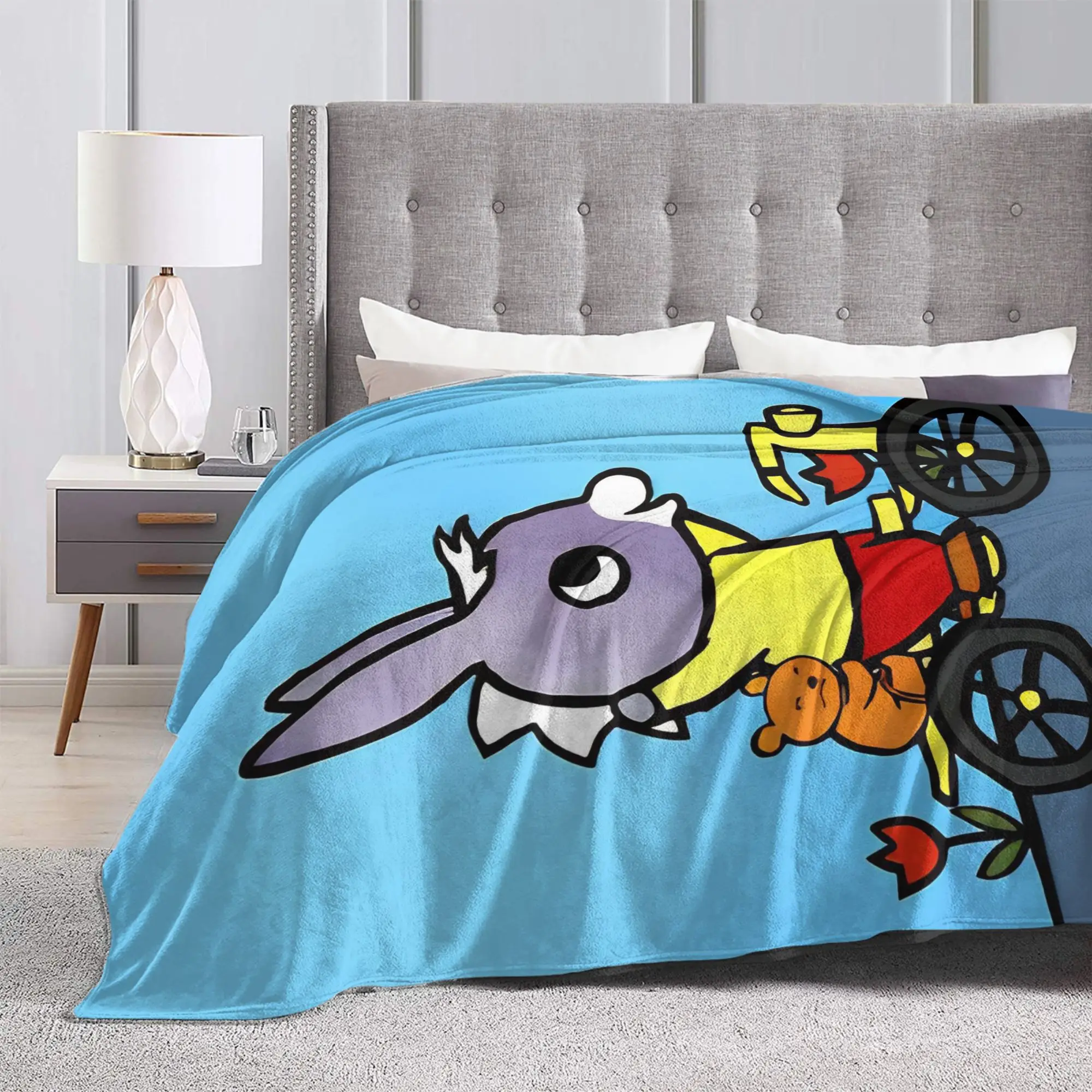 Bike Trotro Cartoon Knitted Blanket Coral Fleece Plush Cute Little Donkey Warm Throw Blanket for Bedroom Sofa Bed Rug