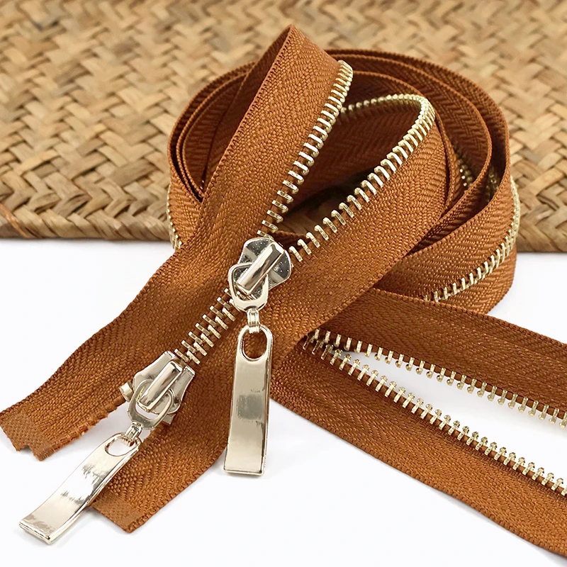 

80/100/120cm Metal Zipper with Double Sliders Down Coat Jacket Replace Zippers Backpack Zips Repair Kit DIY Sewing Accessories