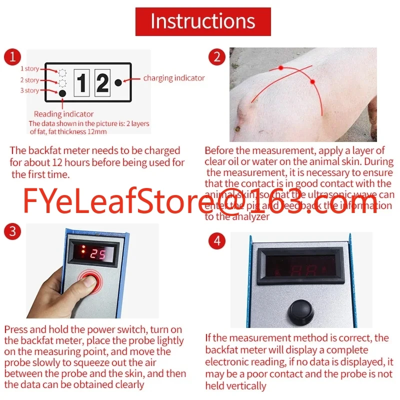 Farm Use Pig Backfat Meters Sows Bovine Thickness Meter Ultrasound Back Fat Measure Tester