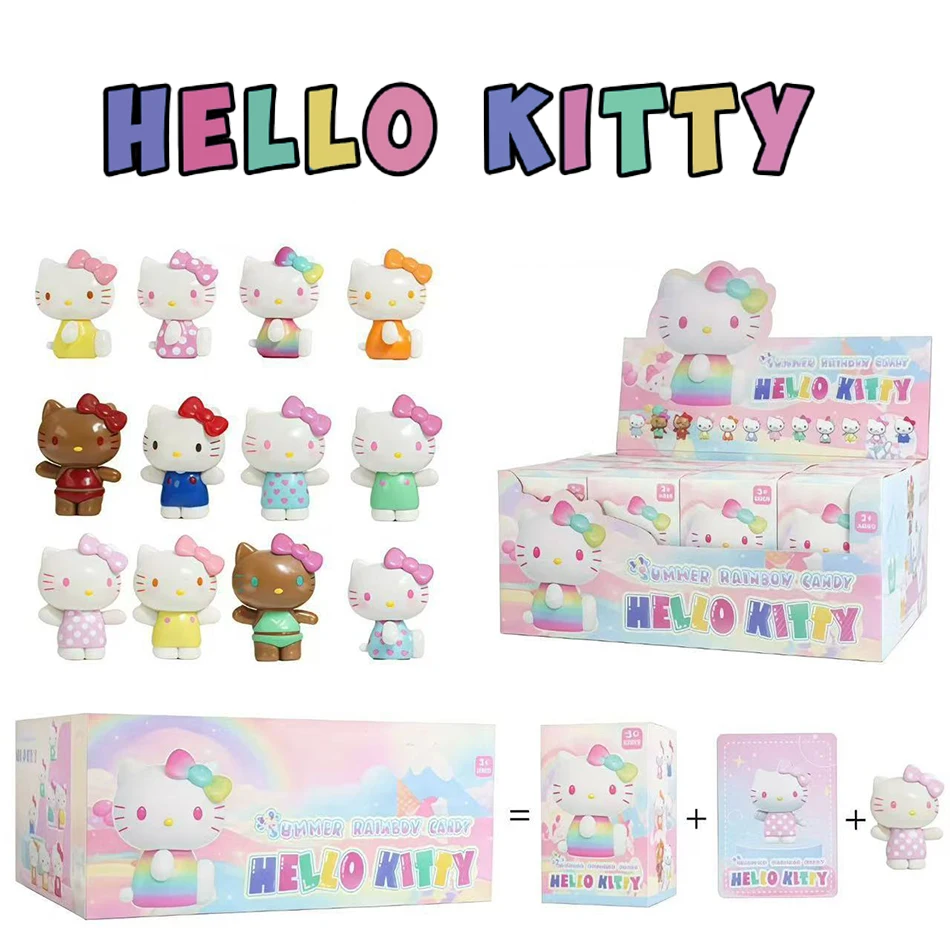 Hello Cat Sommer Regenbogen Süßigkeiten Serie Blindbox Spielzeug Niedliche KT Katzen Anime Figur Puppe Modell Spielzeug Sammelstücke Ornamente