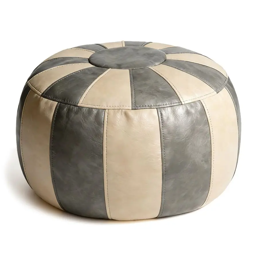 

Unstuffed Moroccan Ottoman Pouf Cover, Ottoman Footstool Storage Solution, Bean Bag Chair, Foot Rest, Gray amp Mushroom