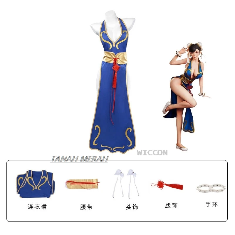 Fighter Chunli Chun Li Cosplay Dress Costume parrucca gioco SF RolePlay Street Kungfu Shoes Outfit Qipao Halloween Sexy Party Suit nuovo